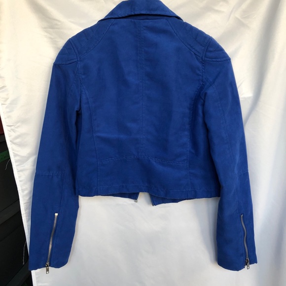 COPY - Cobalt blue cropped moto suede jacket - Picture 12 of 15